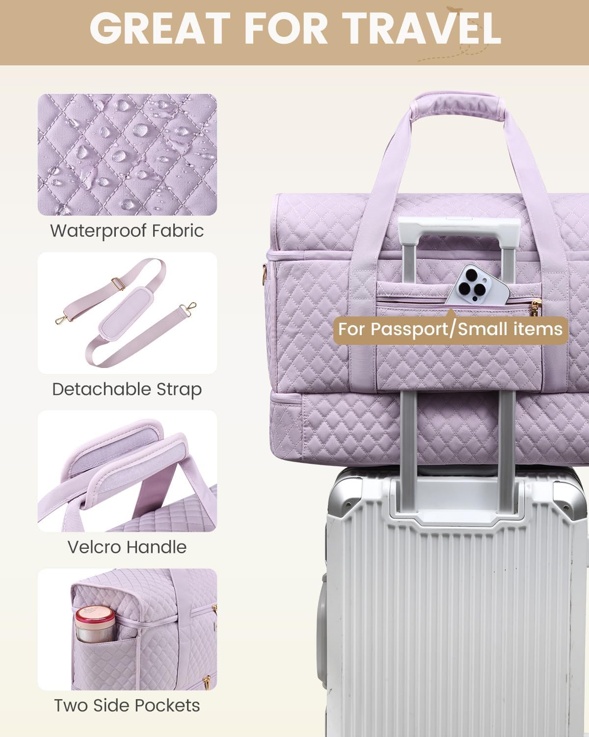 Large Travel Duffle Bag, Weekender Bags for Women With Shoe Compartment, Overnight Hospital Bag For Women Labor Delivery, Carry on Bag Personal Item Travel Bag, Yoga Gym Duffel Bag