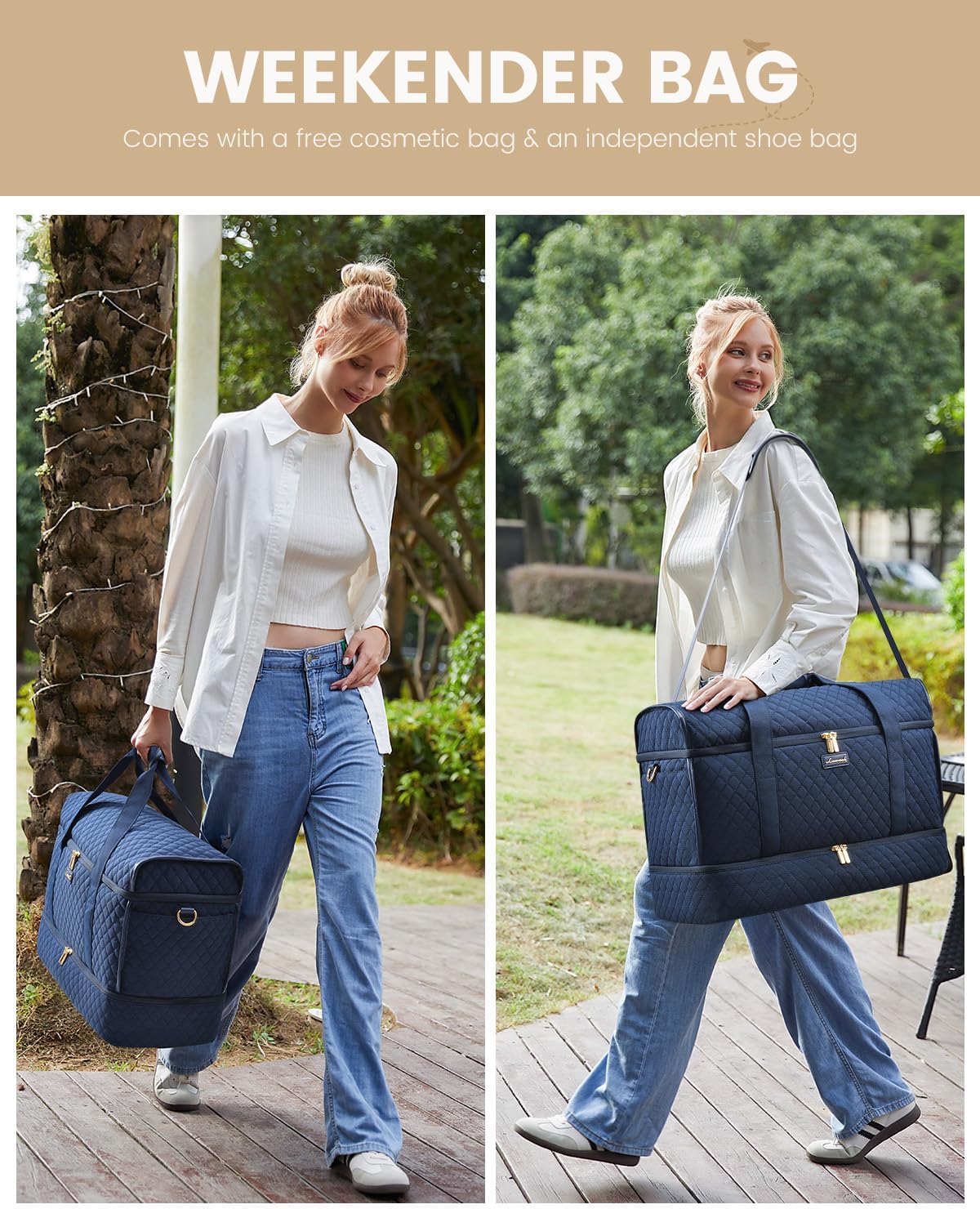 Large Travel Duffle Bag, Weekender Bags for Women With Shoe Compartment, Overnight Hospital Bag For Women Labor Delivery, Carry on Bag Personal Item Travel Bag, Yoga Gym Duffel Bag