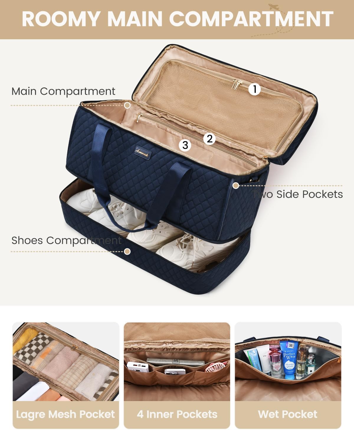 Large Travel Duffle Bag, Weekender Bags for Women With Shoe Compartment, Overnight Hospital Bag For Women Labor Delivery, Carry on Bag Personal Item Travel Bag, Yoga Gym Duffel Bag
