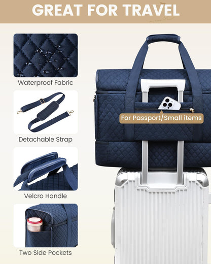 Large Travel Duffle Bag, Weekender Bags for Women With Shoe Compartment, Overnight Hospital Bag For Women Labor Delivery, Carry on Bag Personal Item Travel Bag, Yoga Gym Duffel Bag