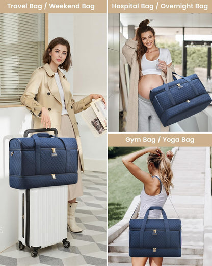 Large Travel Duffle Bag, Weekender Bags for Women With Shoe Compartment, Overnight Hospital Bag For Women Labor Delivery, Carry on Bag Personal Item Travel Bag, Yoga Gym Duffel Bag