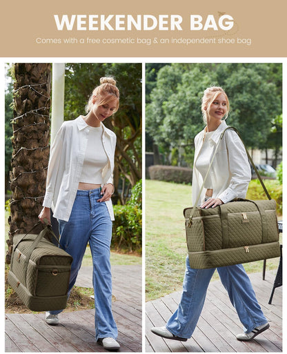 Large Travel Duffle Bag, Weekender Bags for Women With Shoe Compartment, Overnight Hospital Bag For Women Labor Delivery, Carry on Bag Personal Item Travel Bag, Yoga Gym Duffel Bag