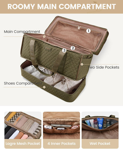 Large Travel Duffle Bag, Weekender Bags for Women With Shoe Compartment, Overnight Hospital Bag For Women Labor Delivery, Carry on Bag Personal Item Travel Bag, Yoga Gym Duffel Bag