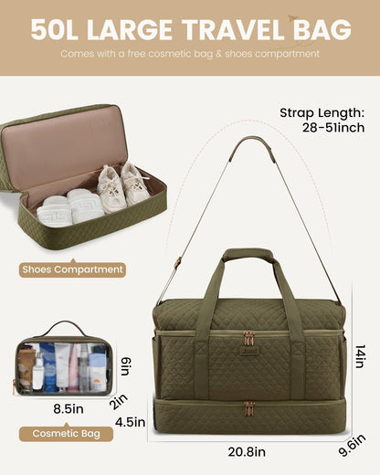 Large Travel Duffle Bag, Weekender Bags for Women With Shoe Compartment, Overnight Hospital Bag For Women Labor Delivery, Carry on Bag Personal Item Travel Bag, Yoga Gym Duffel Bag
