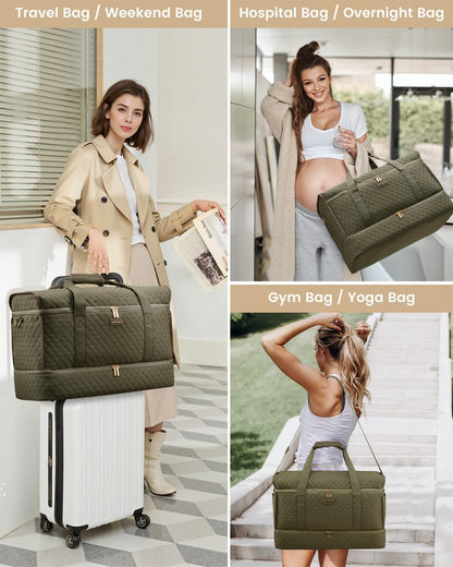 Large Travel Duffle Bag, Weekender Bags for Women With Shoe Compartment, Overnight Hospital Bag For Women Labor Delivery, Carry on Bag Personal Item Travel Bag, Yoga Gym Duffel Bag