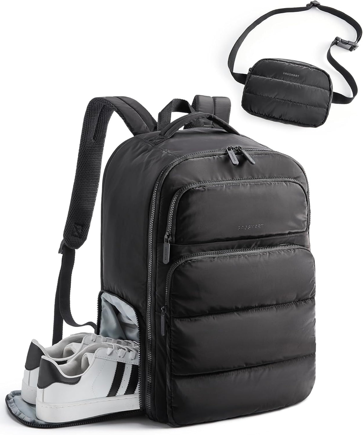 35L Travel Backpack for Women, 17.3" Carry-On Personal Item | Flight Approved, 180° Opening, Wet/Dry Pocket, Free Crossbody Bag, Shoe Compartment, Luggage Sleeve, Water Resistant