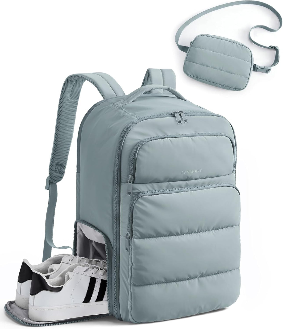 35L Travel Backpack for Women, 17.3" Carry-On Personal Item | Flight Approved, 180° Opening, Wet/Dry Pocket, Free Crossbody Bag, Shoe Compartment, Luggage Sleeve, Water Resistant