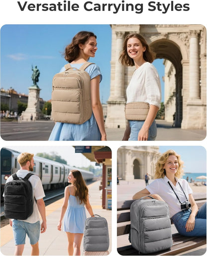 35L Travel Backpack for Women, 17.3" Carry-On Personal Item | Flight Approved, 180° Opening, Wet/Dry Pocket, Free Crossbody Bag, Shoe Compartment, Luggage Sleeve, Water Resistant