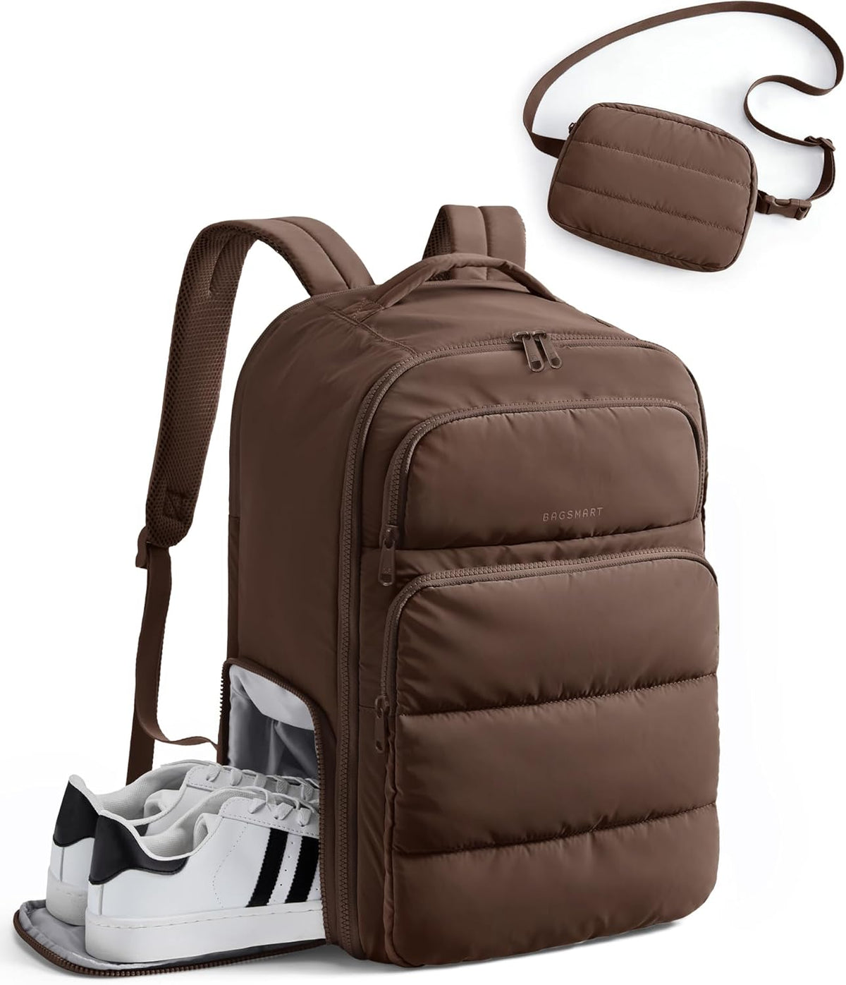 35L Travel Backpack for Women, 17.3" Carry-On Personal Item | Flight Approved, 180° Opening, Wet/Dry Pocket, Free Crossbody Bag, Shoe Compartment, Luggage Sleeve, Water Resistant
