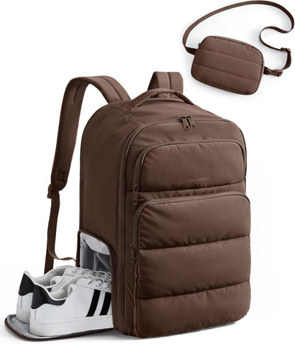 35L Travel Backpack for Women, 17.3" Carry-On Personal Item | Flight Approved, 180° Opening, Wet/Dry Pocket, Free Crossbody Bag, Shoe Compartment, Luggage Sleeve, Water Resistant