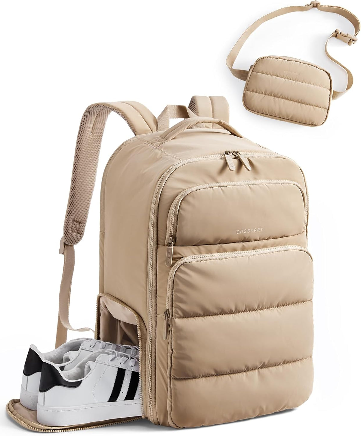 35L Travel Backpack for Women, 17.3" Carry-On Personal Item | Flight Approved, 180° Opening, Wet/Dry Pocket, Free Crossbody Bag, Shoe Compartment, Luggage Sleeve, Water Resistant