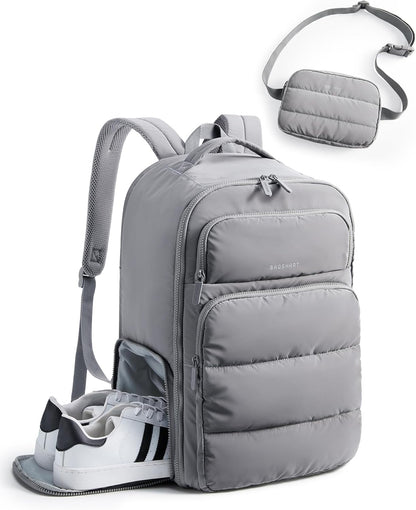 35L Travel Backpack for Women, 17.3" Carry-On Personal Item | Flight Approved, 180° Opening, Wet/Dry Pocket, Free Crossbody Bag, Shoe Compartment, Luggage Sleeve, Water Resistant