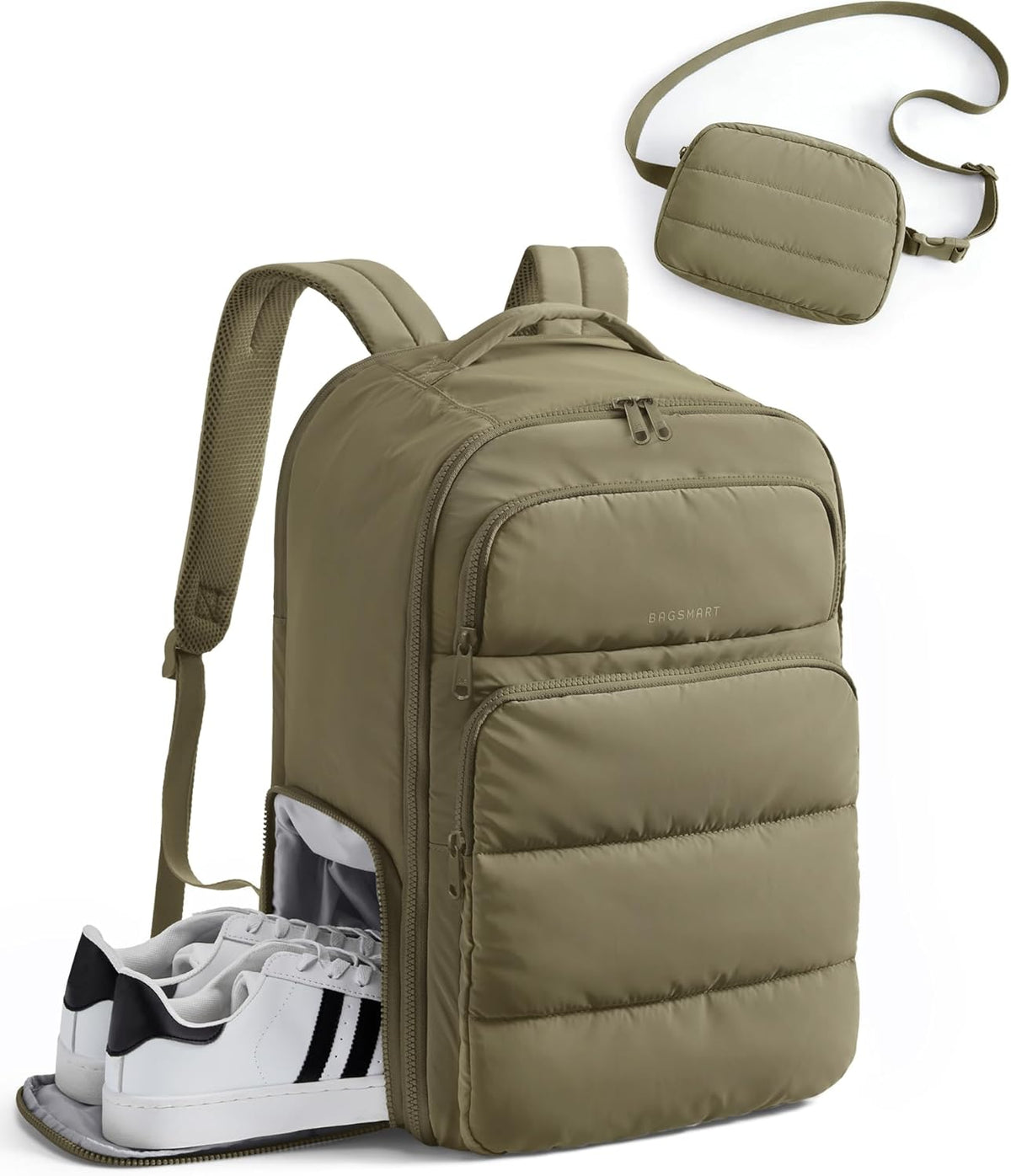 35L Travel Backpack for Women, 17.3" Carry-On Personal Item | Flight Approved, 180° Opening, Wet/Dry Pocket, Free Crossbody Bag, Shoe Compartment, Luggage Sleeve, Water Resistant