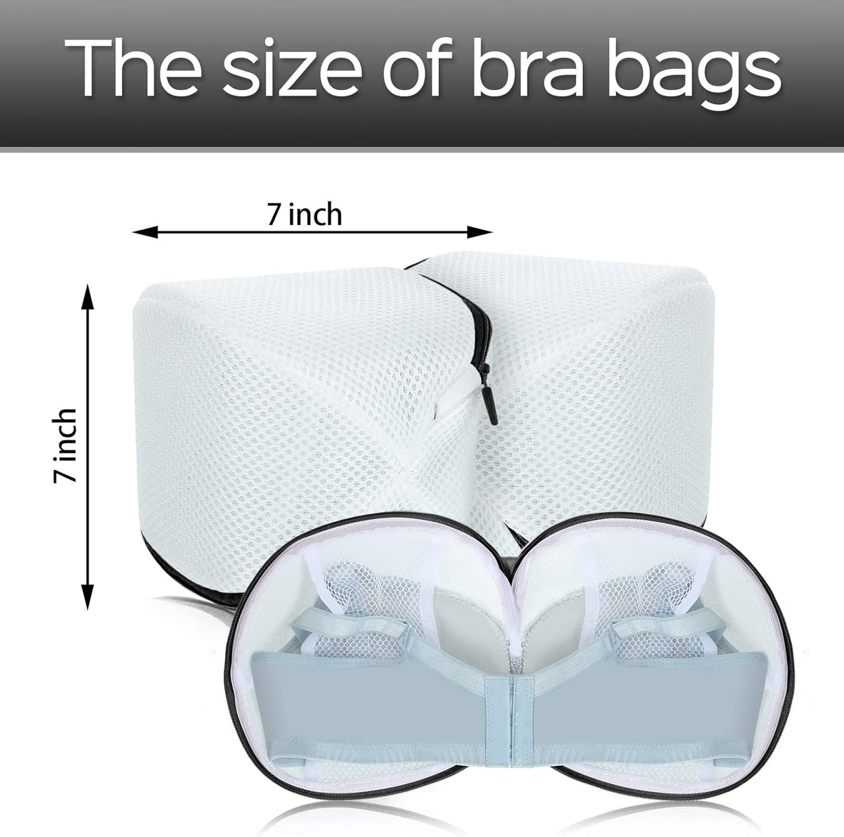 6 Pieces Bra Washing Bag for Laundry Mesh Wash Lingerie Underwear Brassiere Washing Bags with Zipper for Women Laundry Storage(7.87 Inch,Pink)