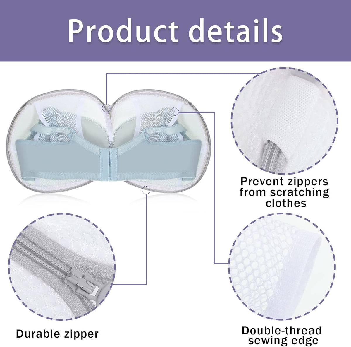 6 Pieces Bra Washing Bag for Laundry Mesh Wash Lingerie Underwear Brassiere Washing Bags with Zipper for Women Laundry Storage(7.87 Inch,Pink)