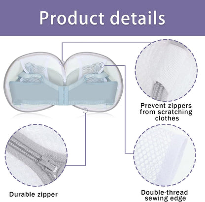6 Pieces Bra Washing Bag for Laundry Mesh Wash Lingerie Underwear Brassiere Washing Bags with Zipper for Women Laundry Storage(7.87 Inch,Pink)