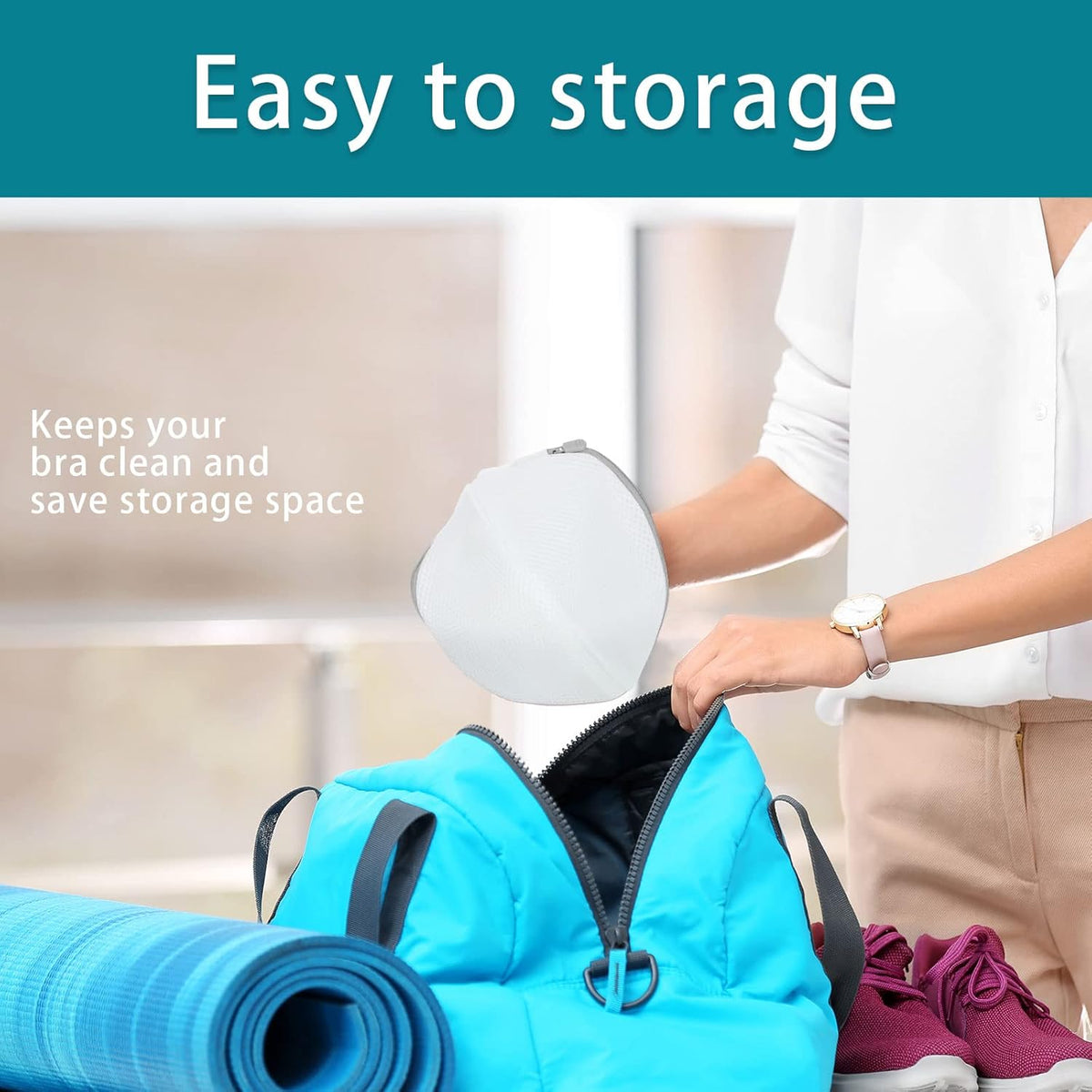 6 Pieces Bra Washing Bag for Laundry Mesh Wash Lingerie Underwear Brassiere Washing Bags with Zipper for Women Laundry Storage(7.87 Inch,Pink)