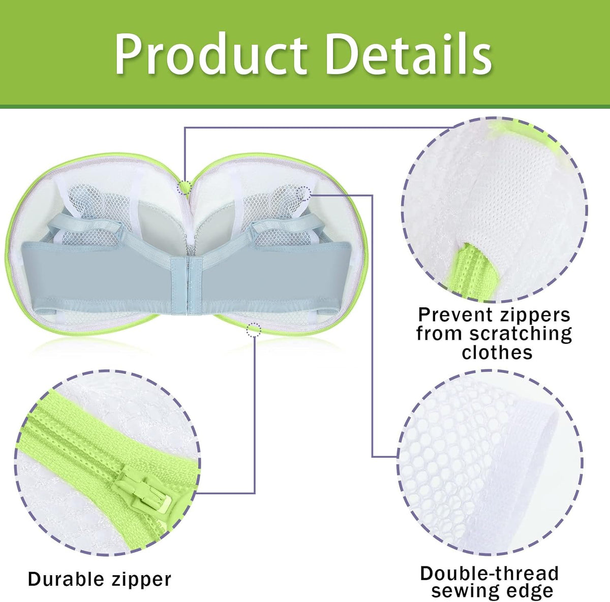 6 Pieces Bra Washing Bag for Laundry Mesh Wash Lingerie Underwear Brassiere Washing Bags with Zipper for Women Laundry Storage(7.87 Inch,Pink)