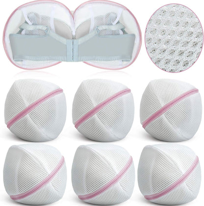 6 Pieces Bra Washing Bag for Laundry Mesh Wash Lingerie Underwear Brassiere Washing Bags with Zipper for Women Laundry Storage(7.87 Inch,Pink)