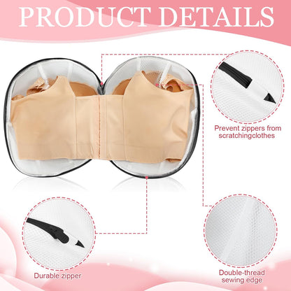 6 Pieces Bra Washing Bag for Laundry Mesh Wash Lingerie Underwear Brassiere Washing Bags with Zipper for Women Laundry Storage(7.87 Inch,Pink)