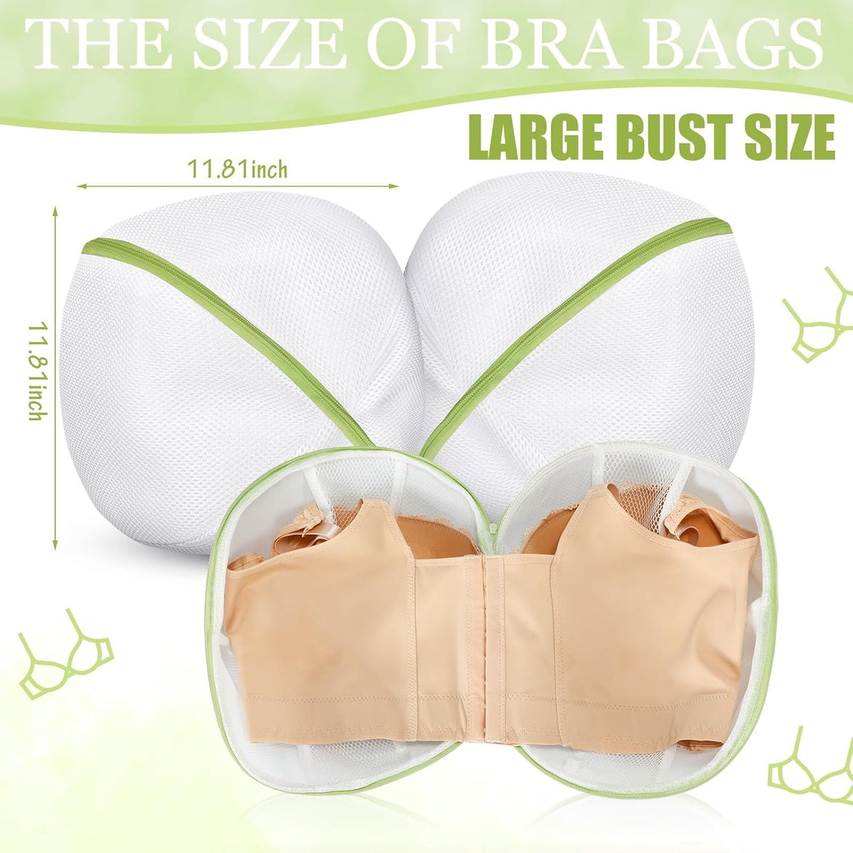 6 Pieces Bra Washing Bag for Laundry Mesh Wash Lingerie Underwear Brassiere Washing Bags with Zipper for Women Laundry Storage(7.87 Inch,Pink)