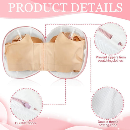 6 Pieces Bra Washing Bag for Laundry Mesh Wash Lingerie Underwear Brassiere Washing Bags with Zipper for Women Laundry Storage(7.87 Inch,Pink)