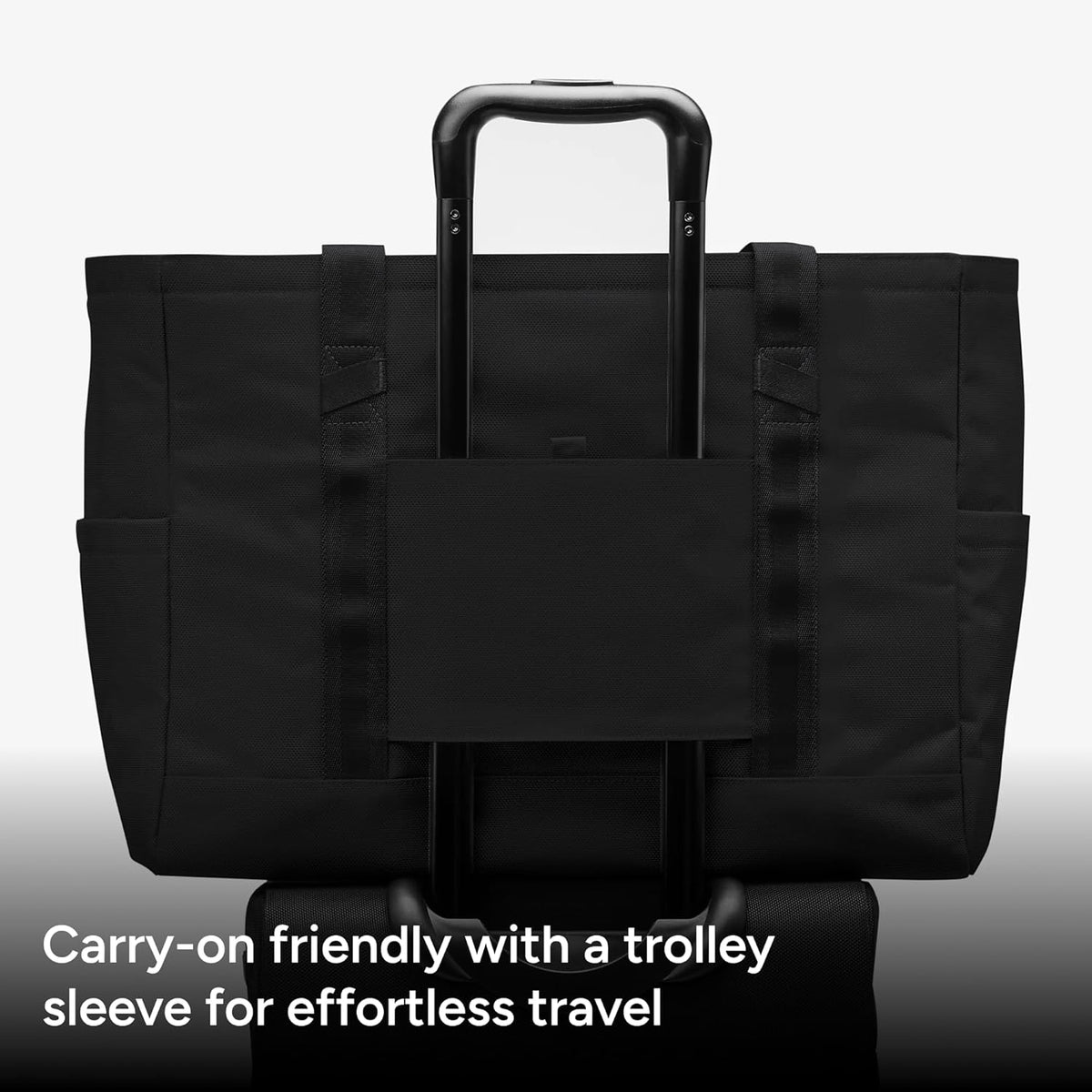 Halfday Convertible Garment Tote: 2-in-1 Travel Tote & Garment Bag, Carry-on for 1-2 Day Trips (16” Laptop Pocket, Shoe Compartments, Trolley Sleeve), Water-Resistant Ballistic Nylon, Jet