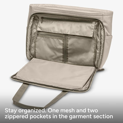 Halfday Convertible Garment Tote: 2-in-1 Travel Tote & Garment Bag, Carry-on for 1-2 Day Trips (16” Laptop Pocket, Shoe Compartments, Trolley Sleeve), Water-Resistant Ballistic Nylon, Jet