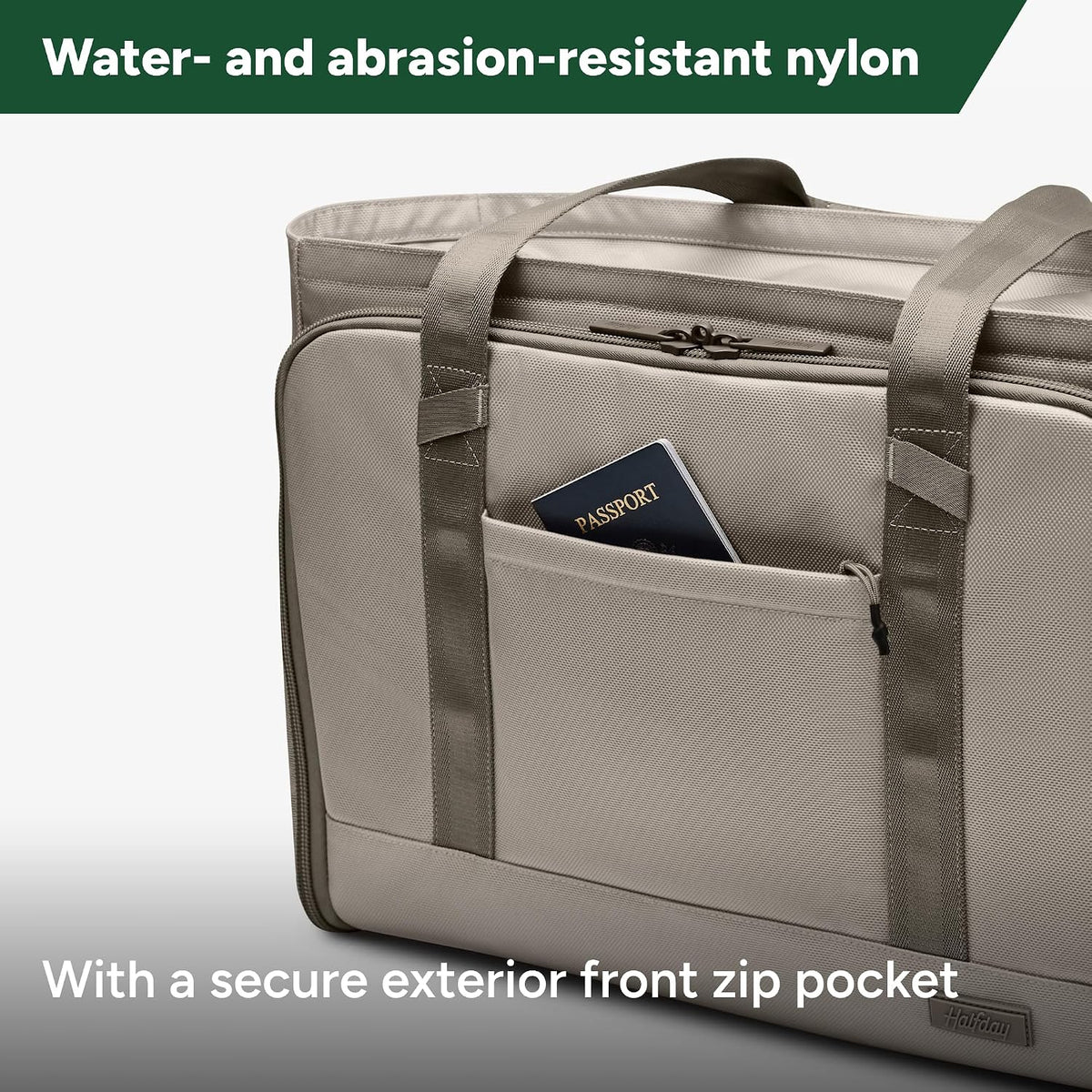 Halfday Convertible Garment Tote: 2-in-1 Travel Tote & Garment Bag, Carry-on for 1-2 Day Trips (16” Laptop Pocket, Shoe Compartments, Trolley Sleeve), Water-Resistant Ballistic Nylon, Jet
