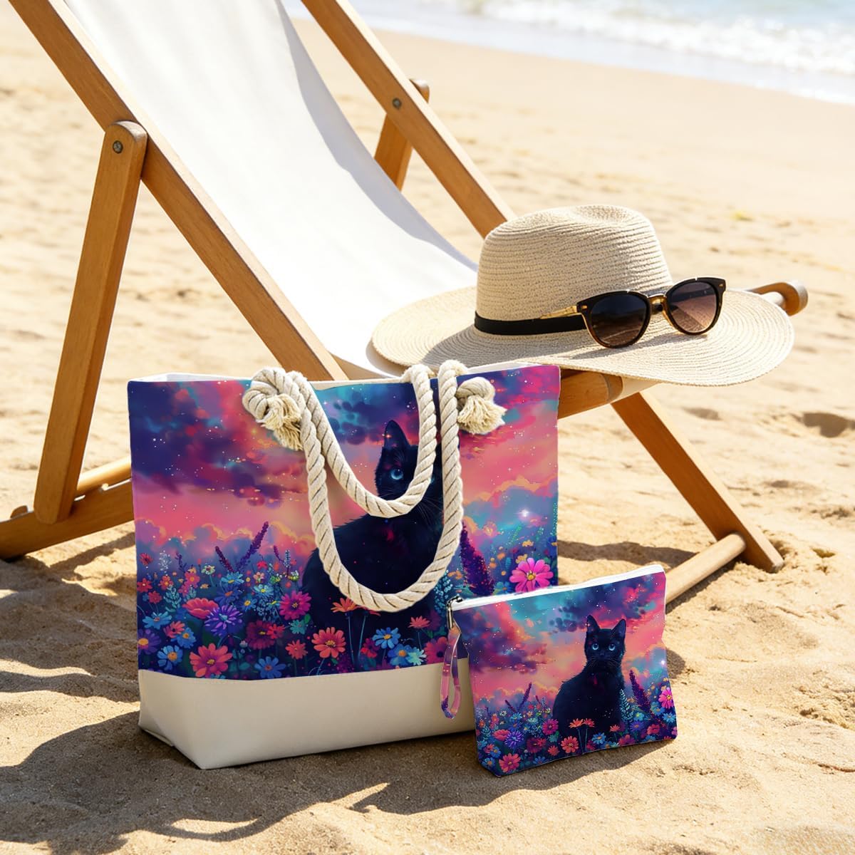 Tote Bag & Wet Bag Set 2PCS, Waterproof Travel Beach Gym Pool Organizer, Multi-use Storage Bag