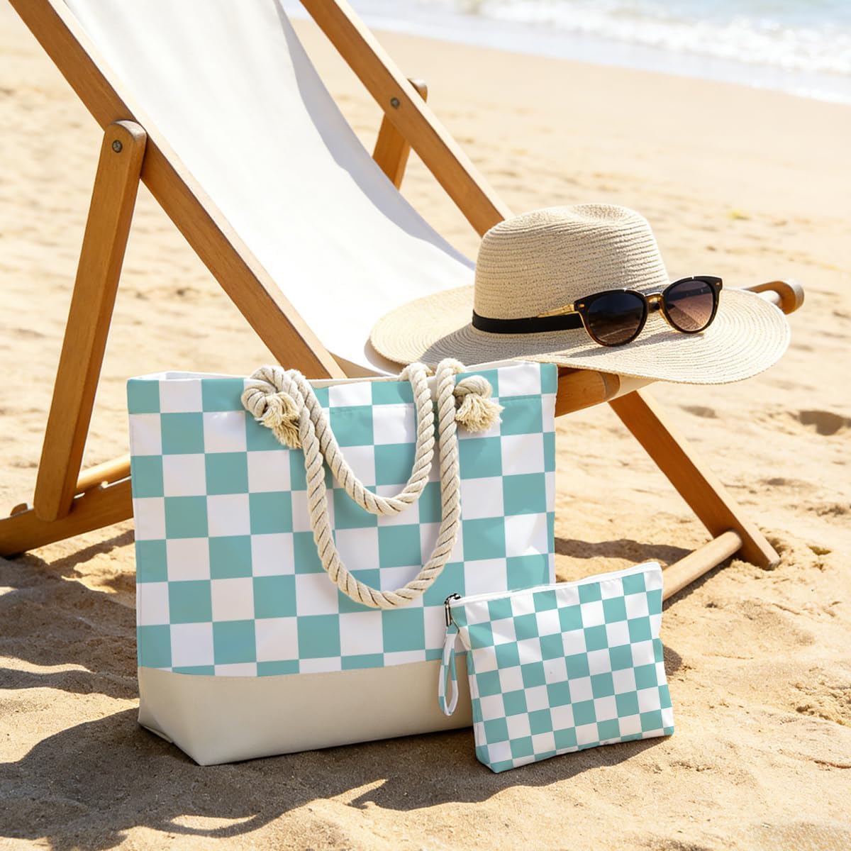 Tote Bag & Wet Bag Set 2PCS, Waterproof Travel Beach Gym Pool Organizer, Multi-use Storage Bag