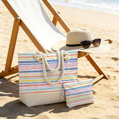Tote Bag & Wet Bag Set 2PCS, Waterproof Travel Beach Gym Pool Organizer, Multi-use Storage Bag