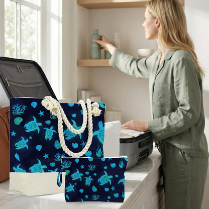 Tote Bag & Wet Bag Set 2PCS, Waterproof Travel Beach Gym Pool Organizer, Multi-use Storage Bag