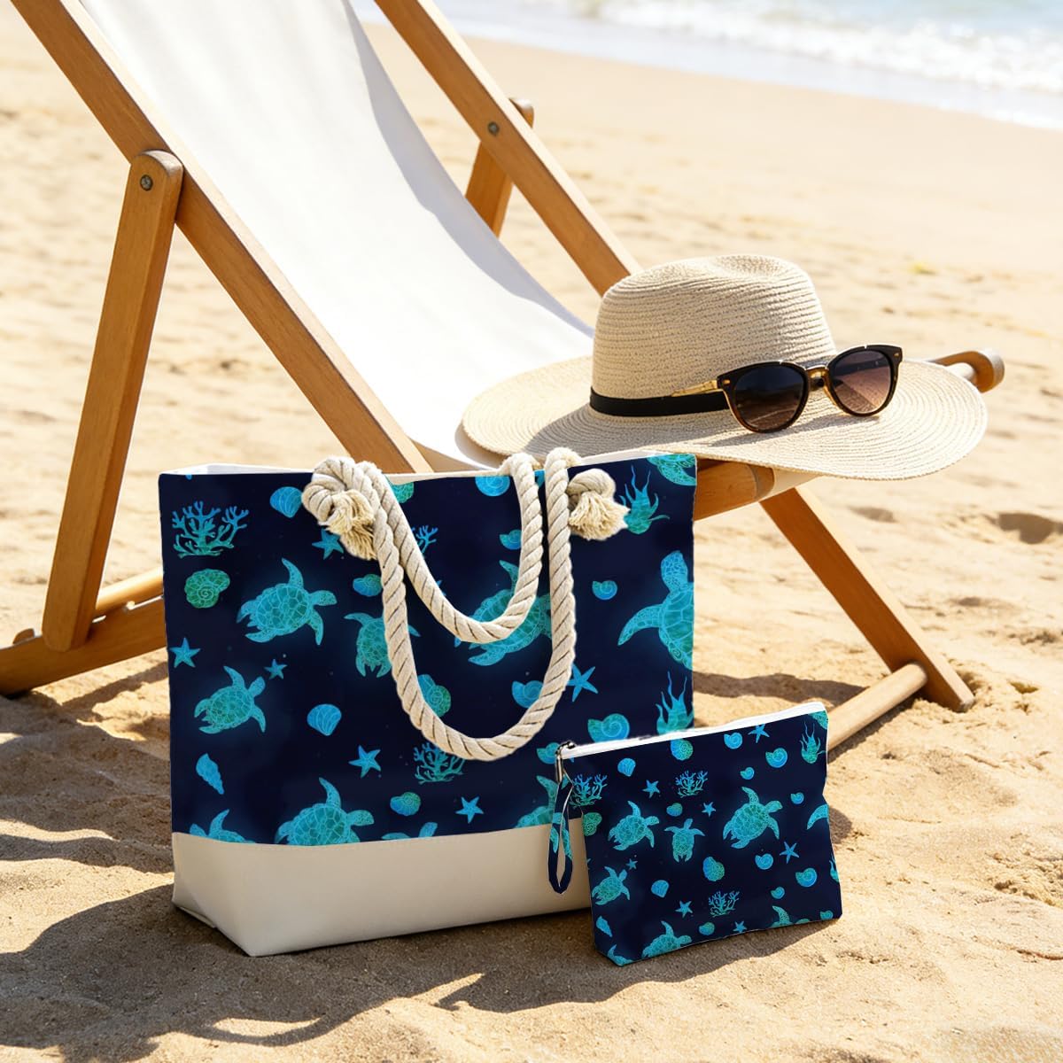Tote Bag & Wet Bag Set 2PCS, Waterproof Travel Beach Gym Pool Organizer, Multi-use Storage Bag