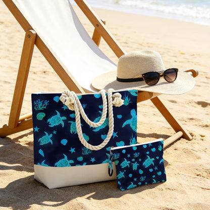 Tote Bag & Wet Bag Set 2PCS, Waterproof Travel Beach Gym Pool Organizer, Multi-use Storage Bag