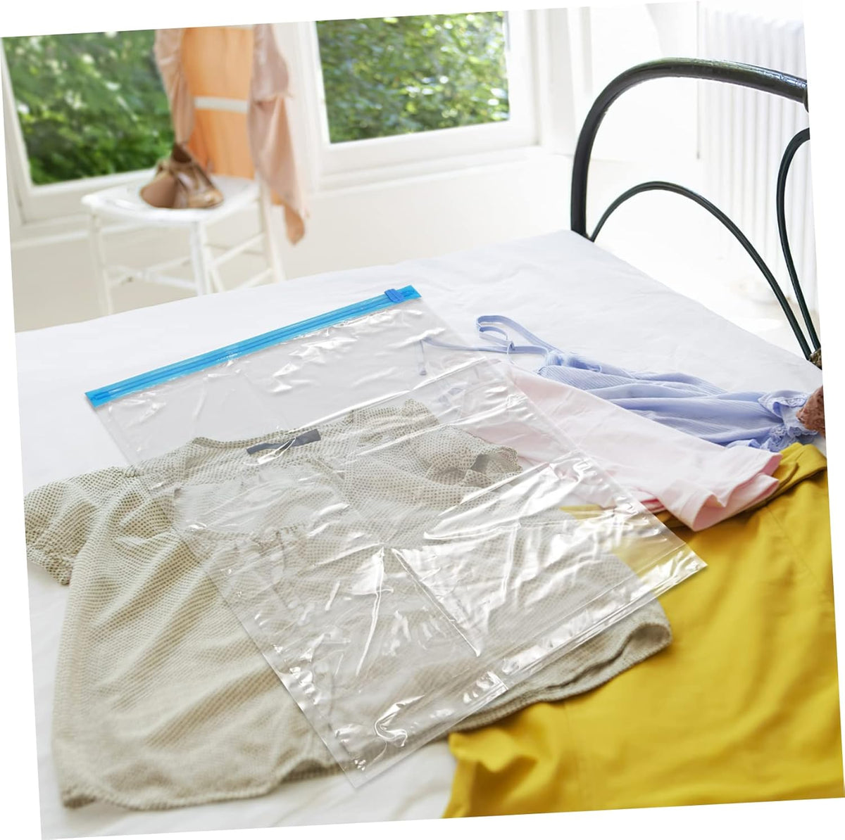 10pcs Hand Rolled Vacuum Compression Bags for Clothes Storage Portable Space Saver Bags for Travel for Organizing Bedding Garments and Personal Items