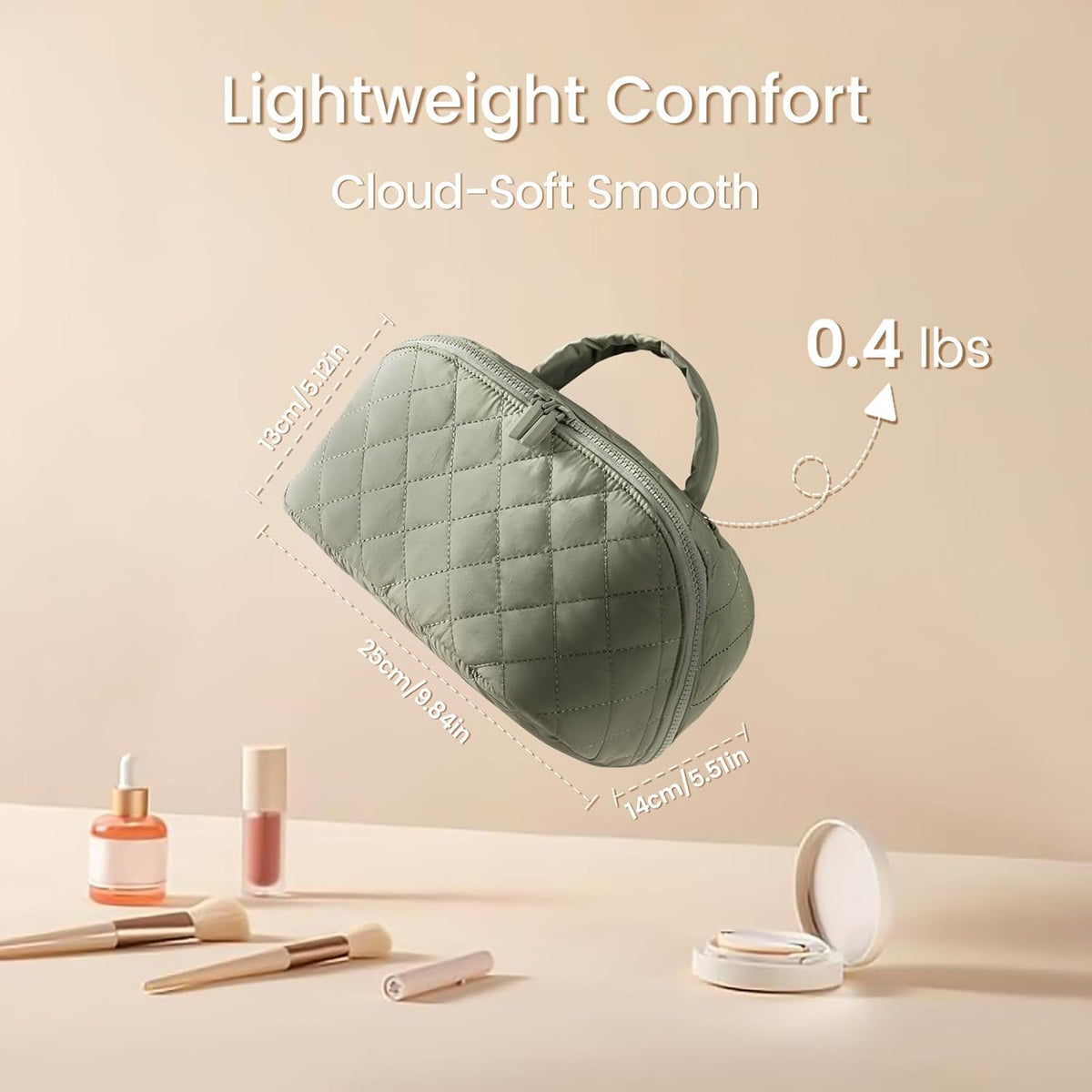 Travel Makeup Bag for Woman,Toiletry Bag Organizer, Wide Open Lay-Flat Water-Resistant Large Cosmetic Case, Puffy Padded Travel Organizer for Toiletries & Brushes Large Capacity with Compartments
