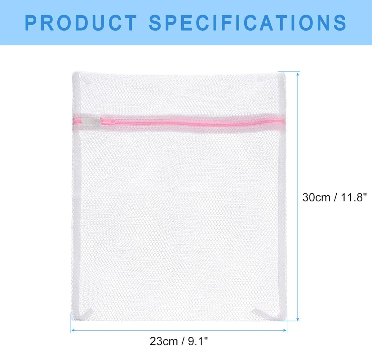 Mesh Laundry Bags, 5Pcs 9.1"x11.8" Mesh Wash Bag Travel Storage Organize Bags with Zipper for Delicate Clothing Laundry Stocking, Pink
