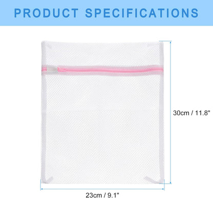 Mesh Laundry Bags, 5Pcs 9.1"x11.8" Mesh Wash Bag Travel Storage Organize Bags with Zipper for Delicate Clothing Laundry Stocking, Pink