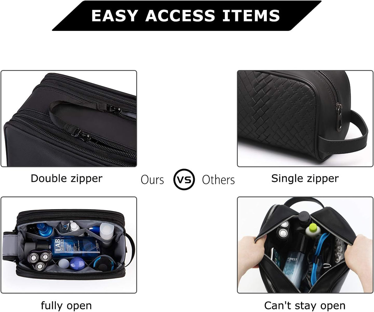Toiletry Bag for Men, Travel Toiletry Organizer Dopp Kit Water-resistant Shaving Bag for Toiletries Accessories, Door Room Essentials, Black-medium