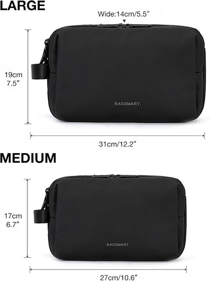 Toiletry Bag for Men, Travel Toiletry Organizer Dopp Kit Water-resistant Shaving Bag for Toiletries Accessories, Door Room Essentials, Black-medium