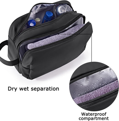Toiletry Bag for Men, Travel Toiletry Organizer Dopp Kit Water-resistant Shaving Bag for Toiletries Accessories, Door Room Essentials, Black-medium