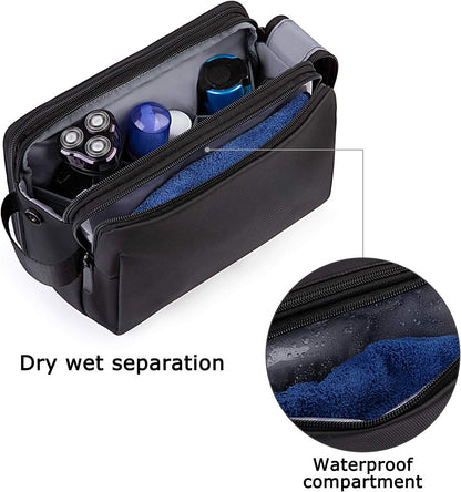 Toiletry Bag for Men, Travel Toiletry Organizer Dopp Kit Water-resistant Shaving Bag for Toiletries Accessories, Door Room Essentials, Black-medium