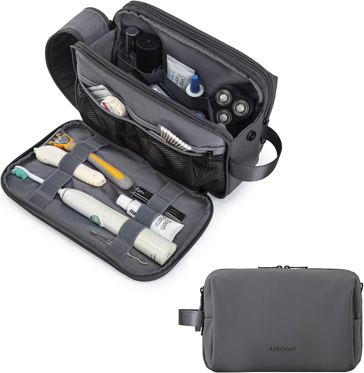 Toiletry Bag for Men, Travel Toiletry Organizer Dopp Kit Water-resistant Shaving Bag for Toiletries Accessories, Door Room Essentials, Black-medium