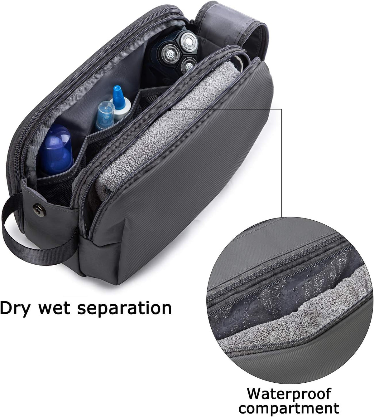 Toiletry Bag for Men, Travel Toiletry Organizer Dopp Kit Water-resistant Shaving Bag for Toiletries Accessories, Door Room Essentials, Black-medium