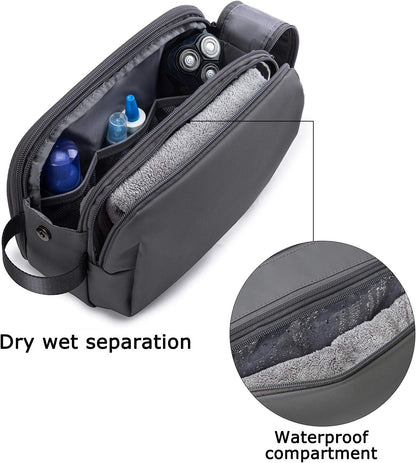 Toiletry Bag for Men, Travel Toiletry Organizer Dopp Kit Water-resistant Shaving Bag for Toiletries Accessories, Door Room Essentials, Black-medium