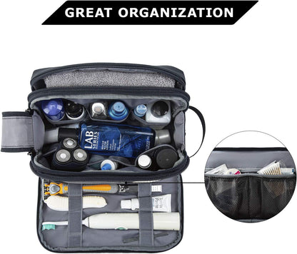 Toiletry Bag for Men, Travel Toiletry Organizer Dopp Kit Water-resistant Shaving Bag for Toiletries Accessories, Door Room Essentials, Black-medium