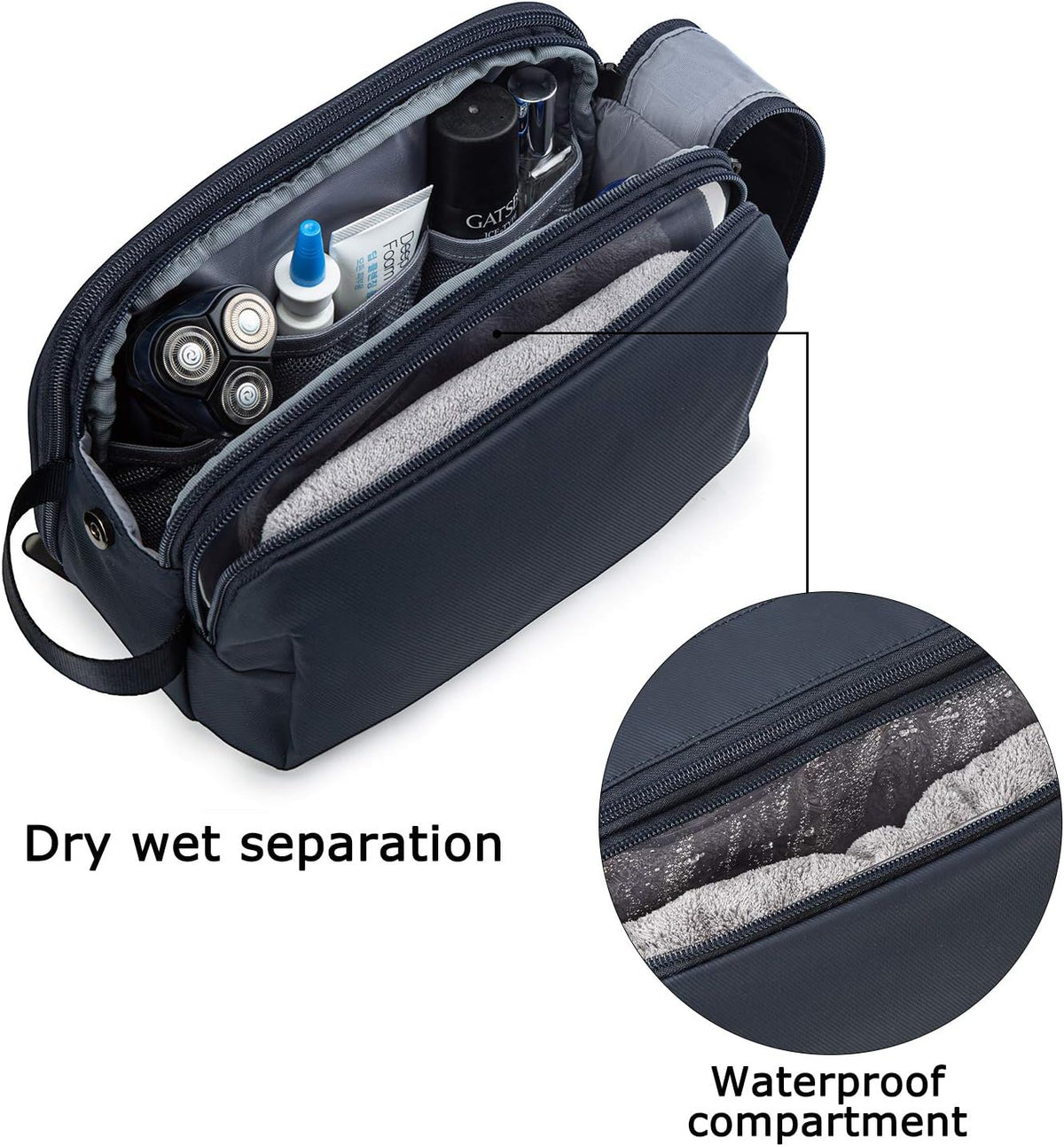Toiletry Bag for Men, Travel Toiletry Organizer Dopp Kit Water-resistant Shaving Bag for Toiletries Accessories, Door Room Essentials, Black-medium