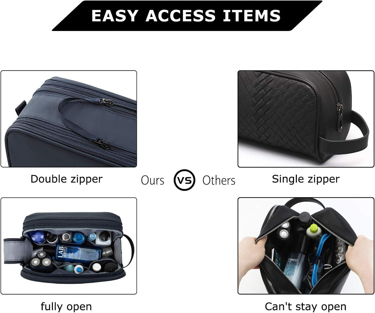 Toiletry Bag for Men, Travel Toiletry Organizer Dopp Kit Water-resistant Shaving Bag for Toiletries Accessories, Door Room Essentials, Black-medium
