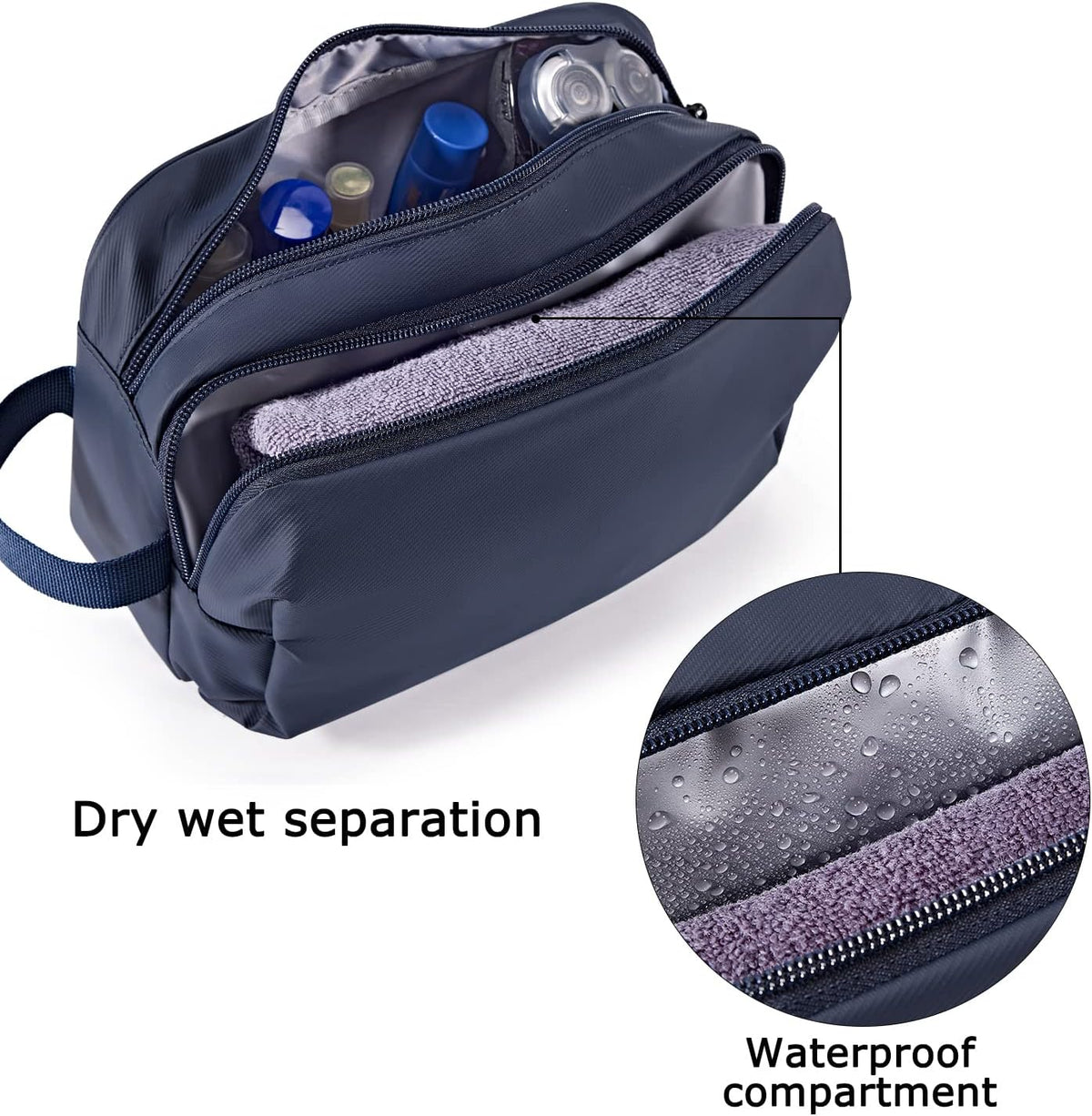 Toiletry Bag for Men, Travel Toiletry Organizer Dopp Kit Water-resistant Shaving Bag for Toiletries Accessories, Door Room Essentials, Black-medium